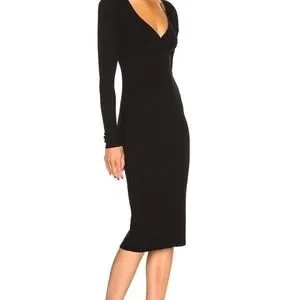 A.L.C. | Dresses | Revolve Alc Dafne Black Puffy Shoulder Midi Dress Size  Xs | Poshmark